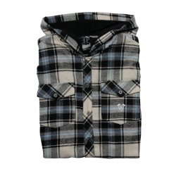 Hooded Flannel Blue/Tan