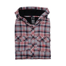 Hooded Flannel Gray/Red